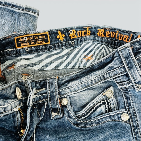 Rock Revival Blair Skinny Jeans 26 Heavy Stitch Flap Pocket 30 Inseam - Picture 11 of 15